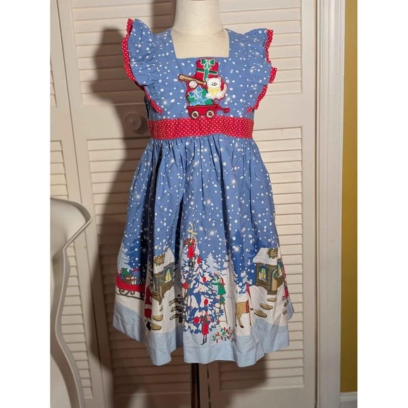 Eleanor Rose Other - Eleanor Rose Christmas Dress | Girls 4T–5T | Blue Red Holiday Scene
